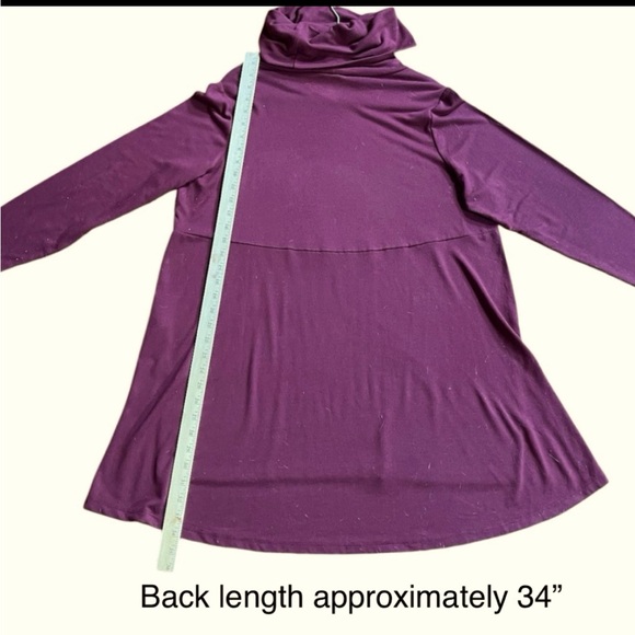 Lisa Rinna Collection Cowl Neck Tunic Top With Long Sleeves. Burgundy. Size 1XP - Picture 12 of 13
